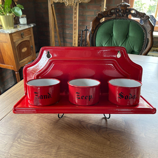 Emaille zand zeep en soda rek - Bamestra Curiosa