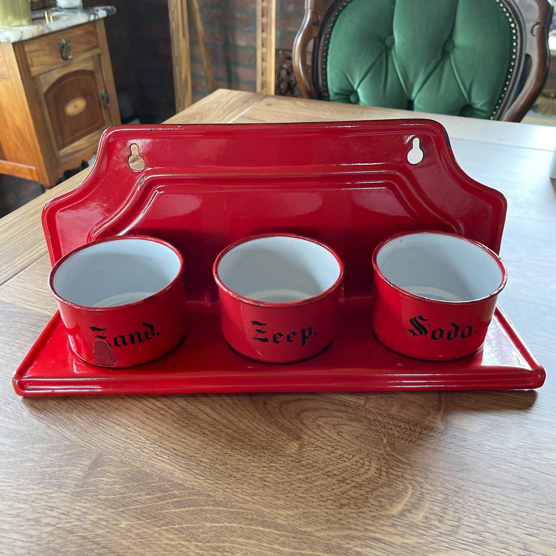 Emaille zand zeep en soda rek - Bamestra Curiosa