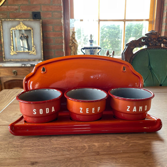 Emaille zand zeep en soda rek - Bamestra Curiosa