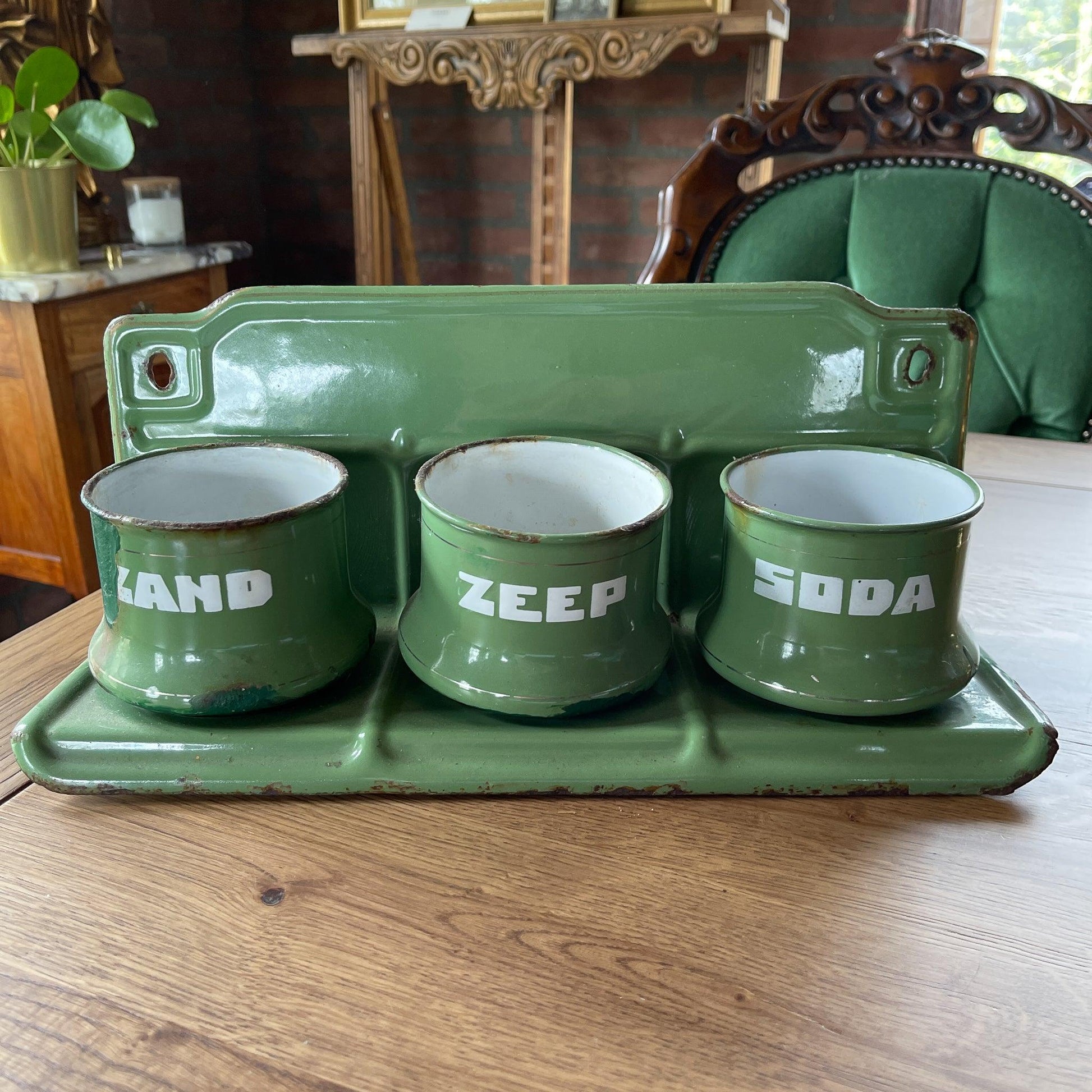 Emaille zand zeep en soda rek - Bamestra Curiosa