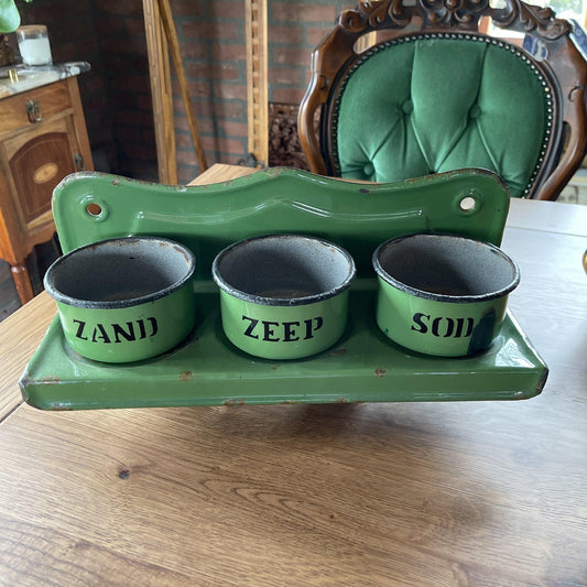 Emaille zand zeep en soda rek - Bamestra Curiosa