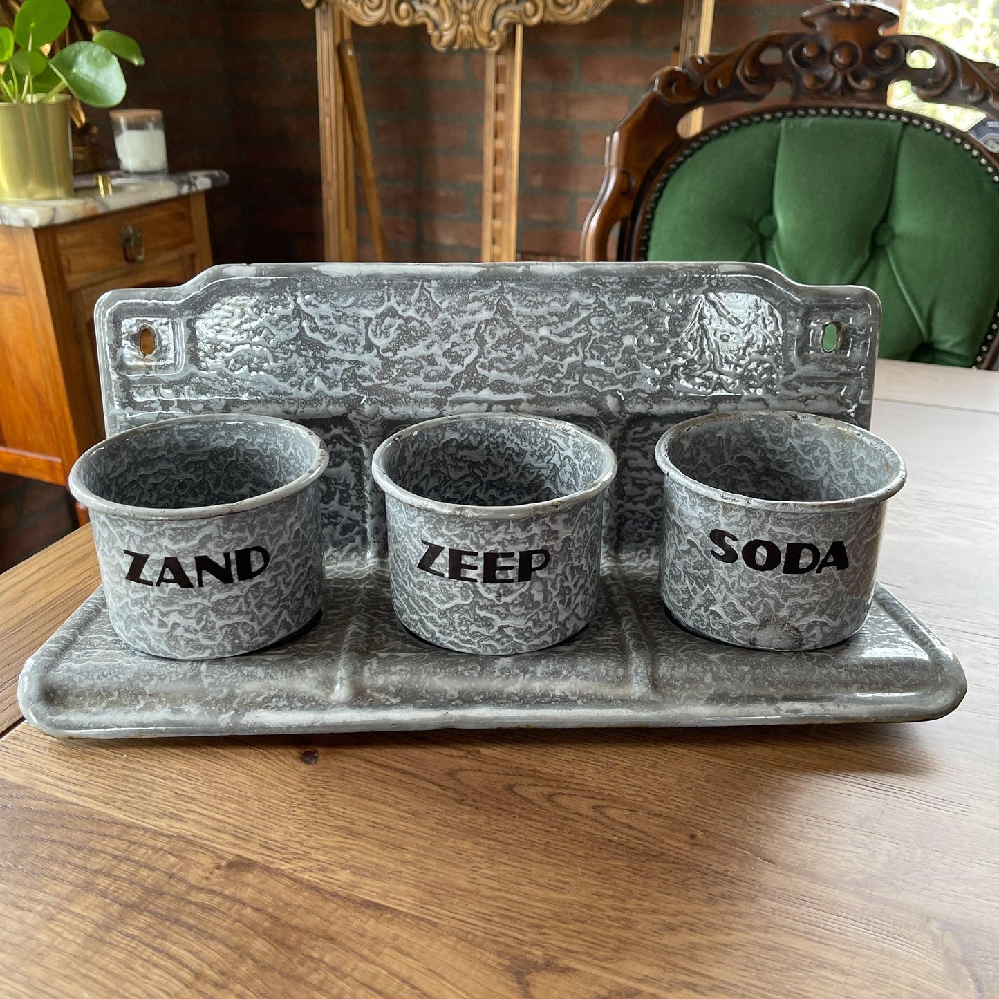 Emaille zand zeep en soda rek - Bamestra Curiosa