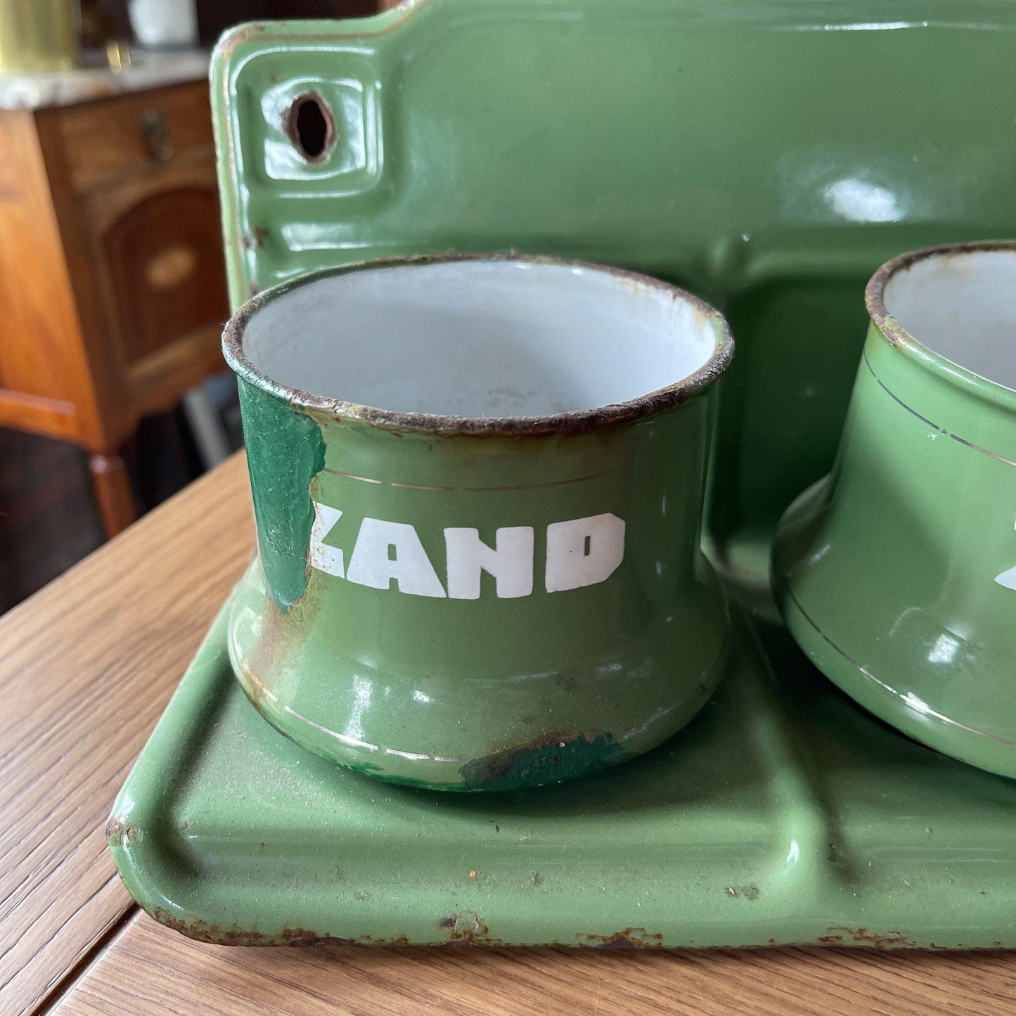 Emaille zand zeep en soda rek - Bamestra Curiosa