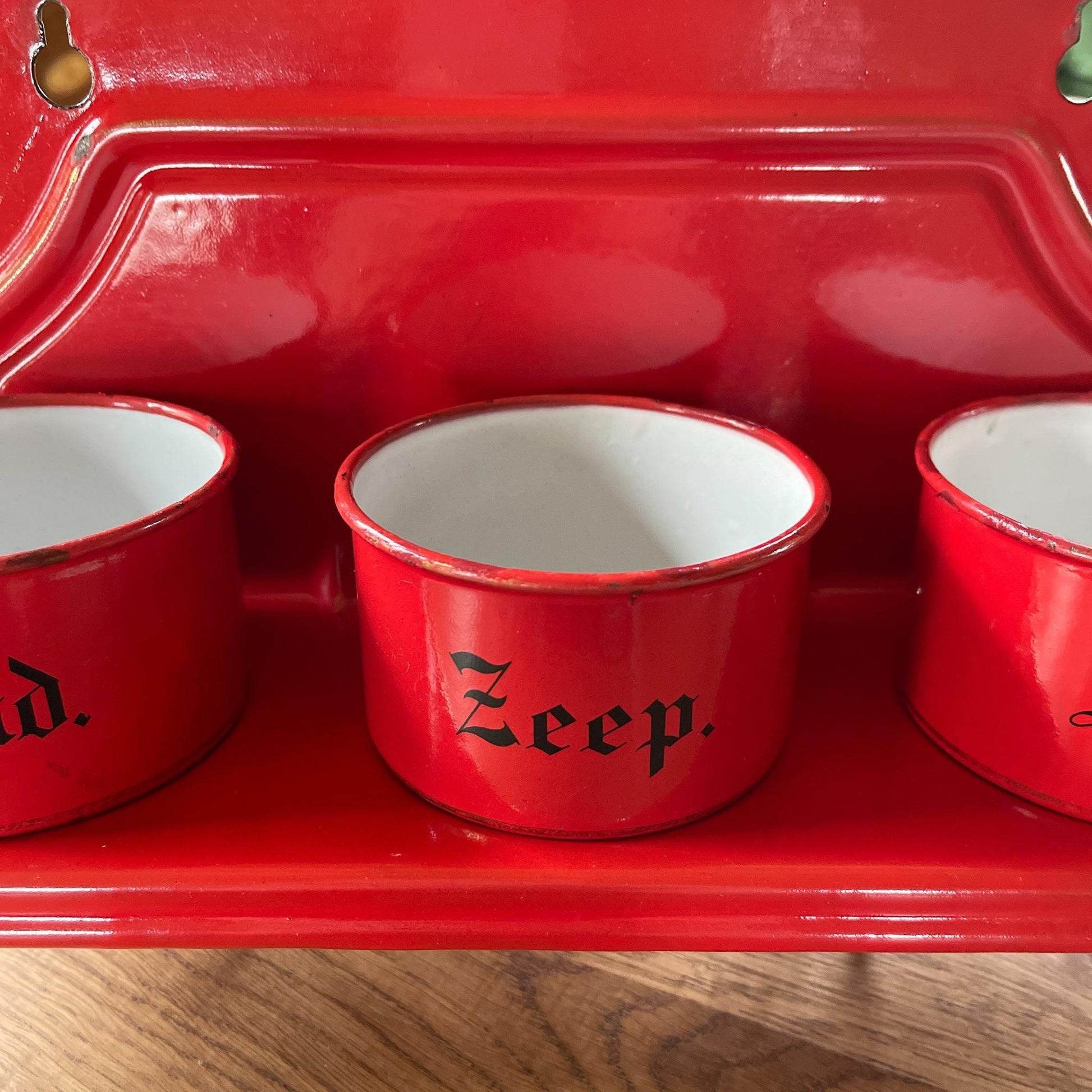 Emaille zand zeep en soda rek - Bamestra Curiosa