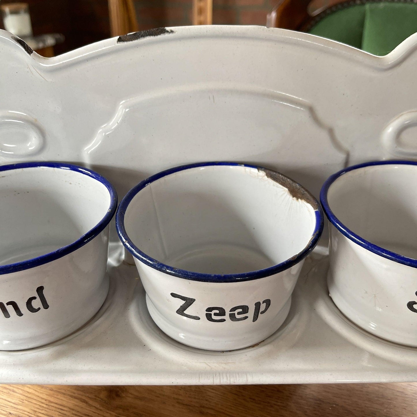 Emaille zand zeep en soda rek - Bamestra Curiosa