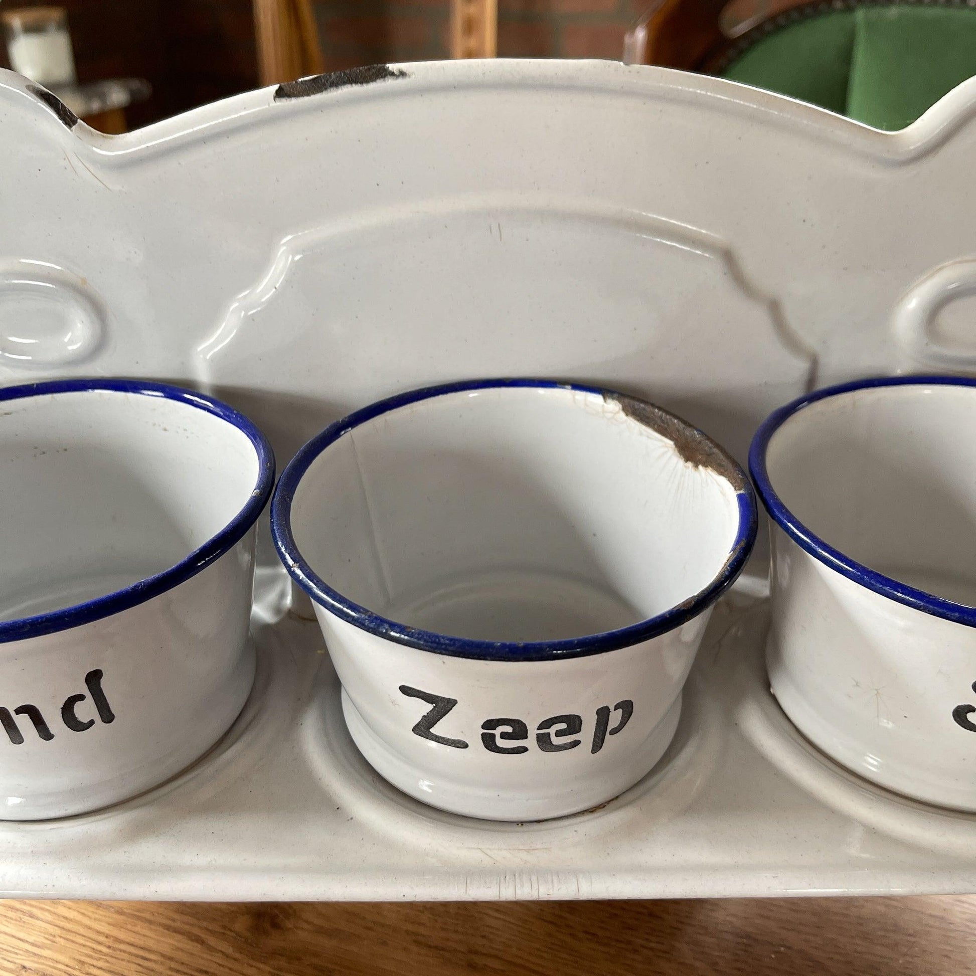 Emaille zand zeep en soda rek - Bamestra Curiosa