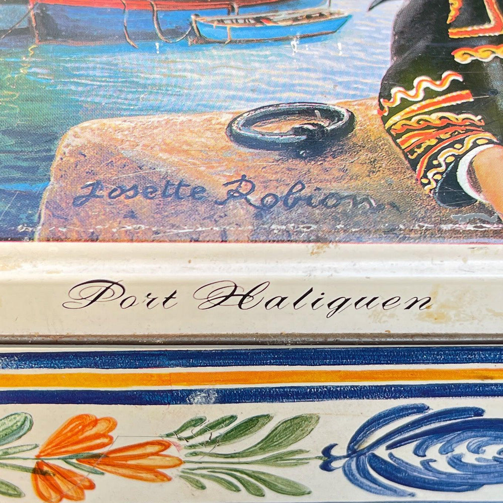 French Port Haliguen biscuit tin – Brittany harbour scene – vintage ...