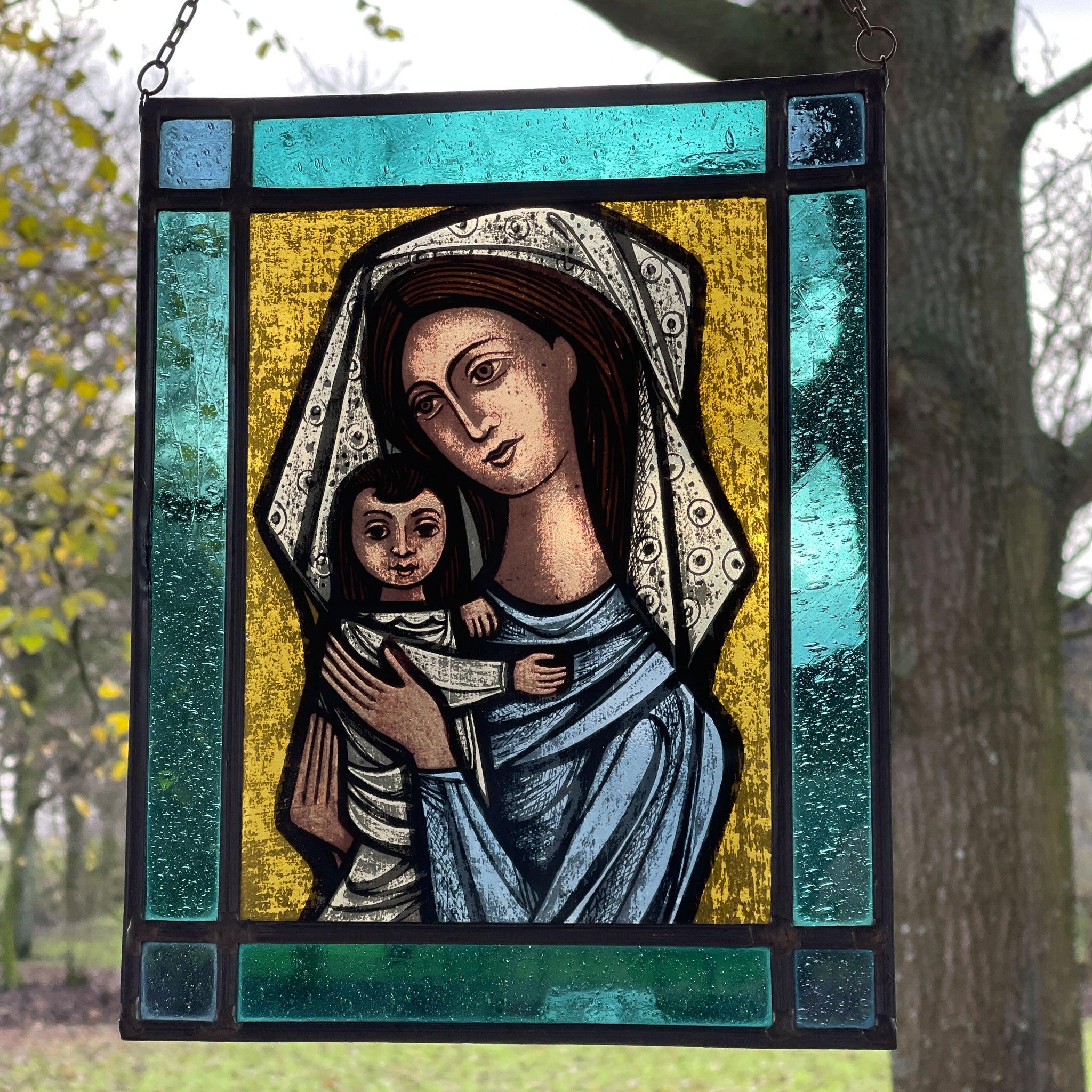 Glas in lood raamhanger Maria met Jezus - The Collectionist
