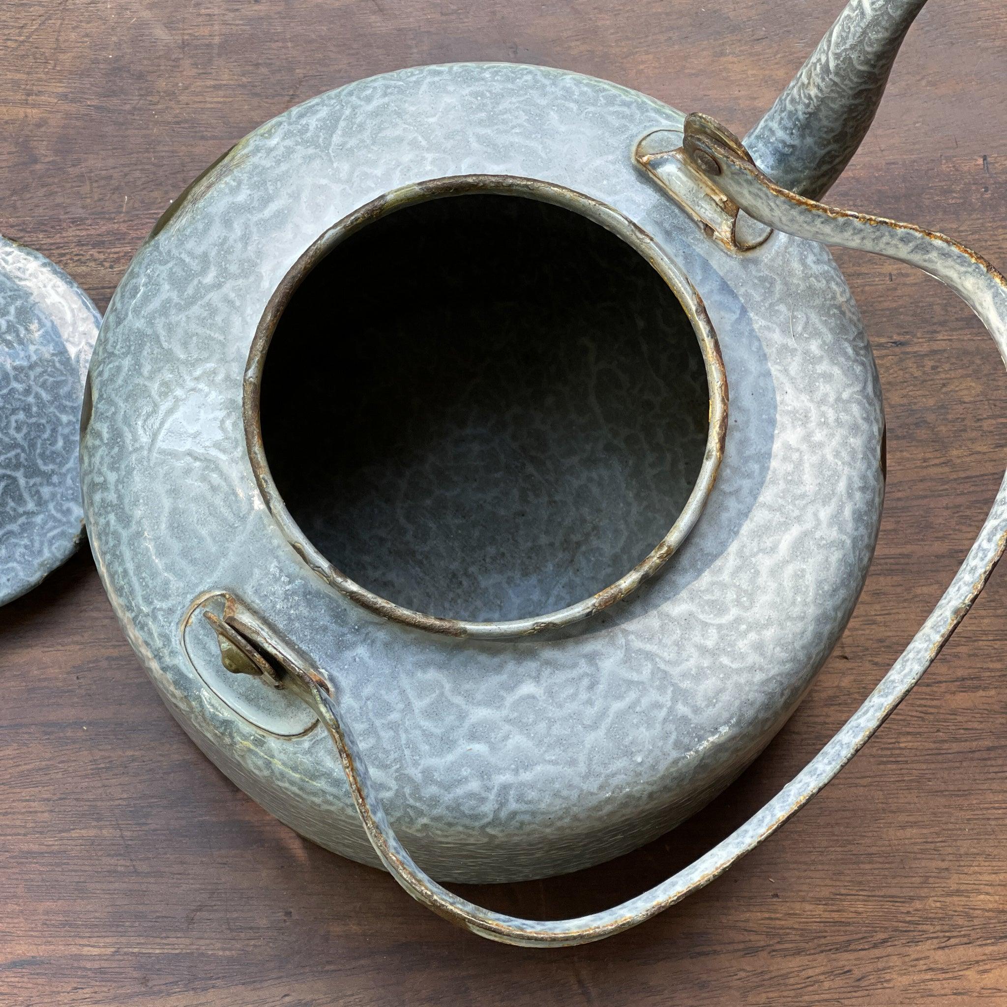 Grijs gewolkte emaille theepot / koffiepot - The Collectionist