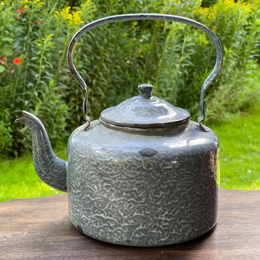 Grijze gewolkte emaille theepot / koffiepot - Bamestra Curiosa