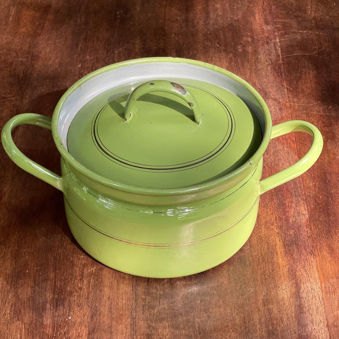 Groen emaille pan met deksel - Bamestra Curiosa