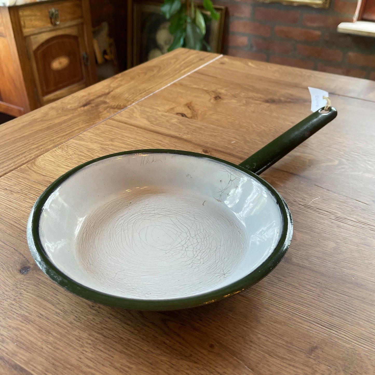 Groene emaille koekenpannetje - Bamestra Curiosa