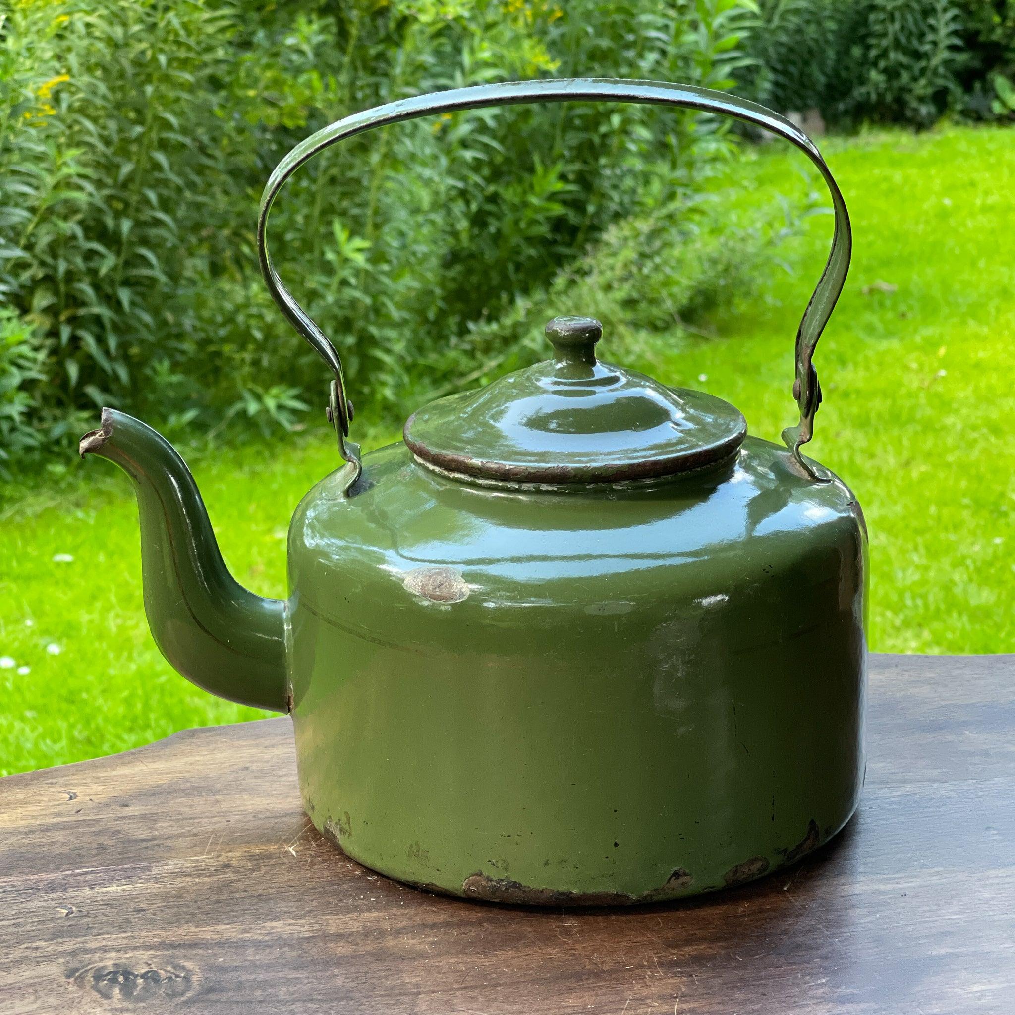 Groene emaille theepot / koffiepot - The Collectionist