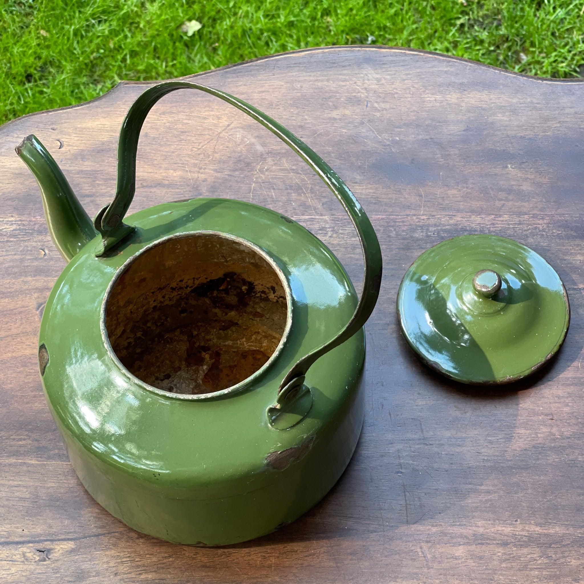 Groene emaille theepot / koffiepot - The Collectionist
