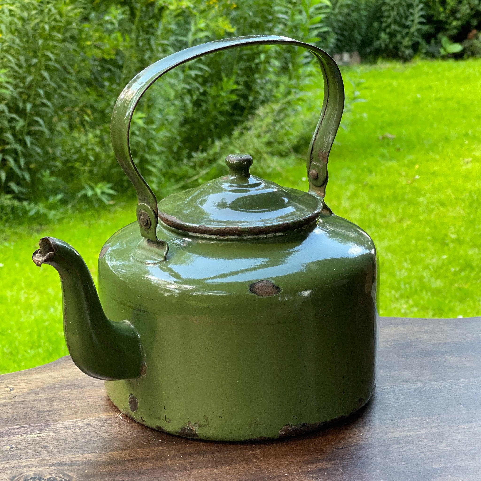 Groene emaille theepot / koffiepot - The Collectionist