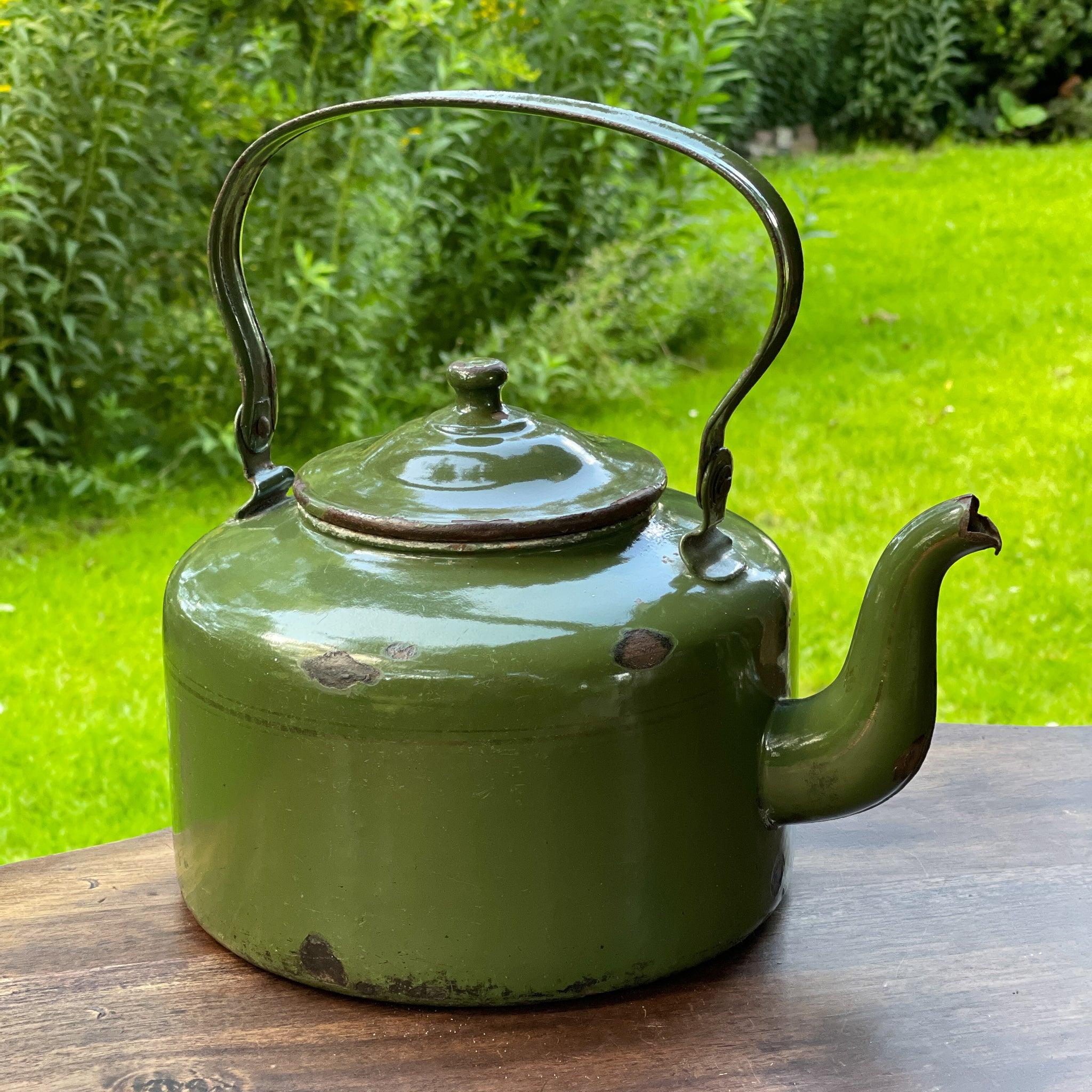 Groene emaille theepot / koffiepot - The Collectionist