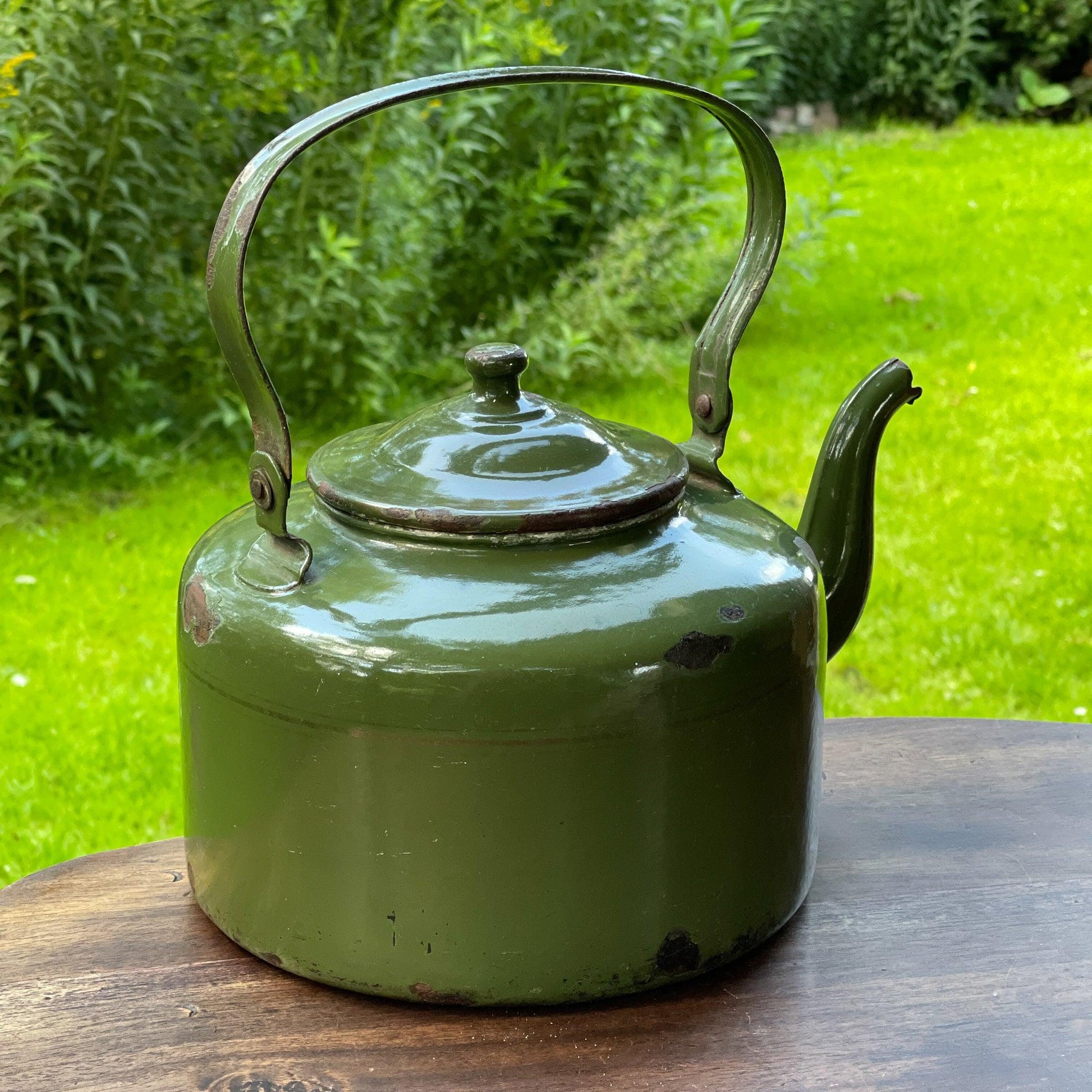 Groene emaille theepot / koffiepot - Bamestra Curiosa