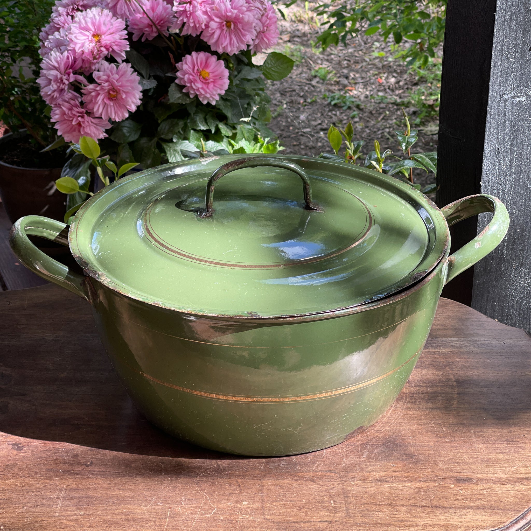 Grote Groene Emaille Pan Met Deksel - The Collectionist