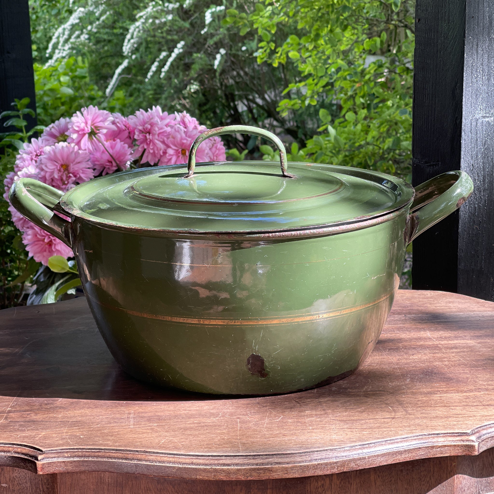 Grote Groene Emaille Pan Met Deksel - The Collectionist