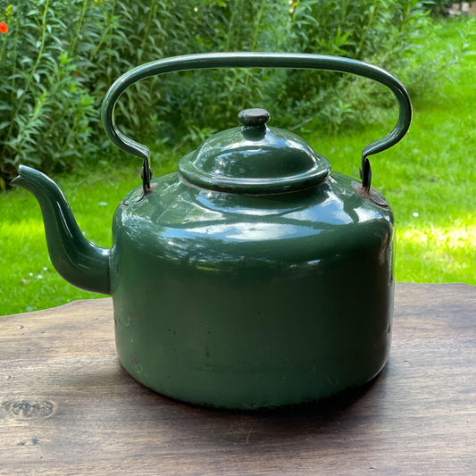 Grote groene emaille theepot / koffiepot - Bamestra Curiosa