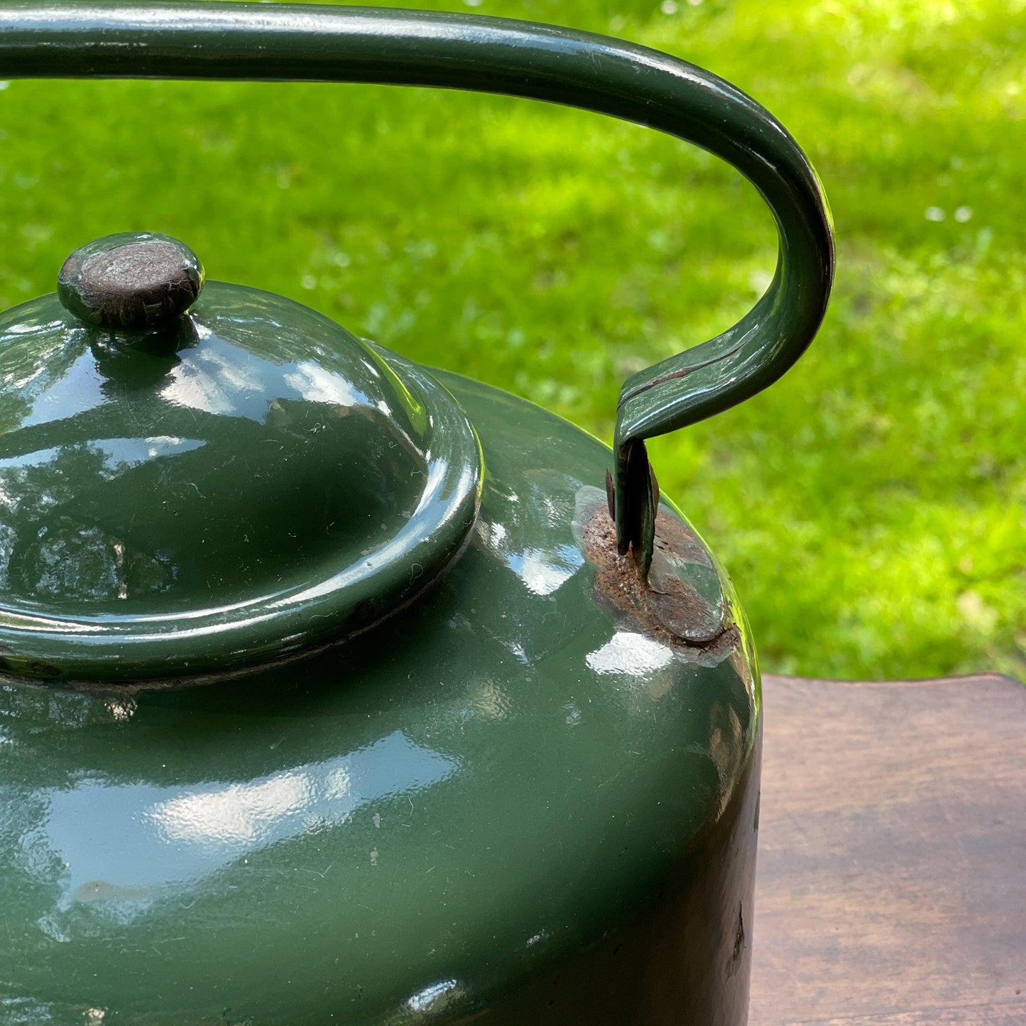 Grote groene emaille theepot / koffiepot - Bamestra Curiosa