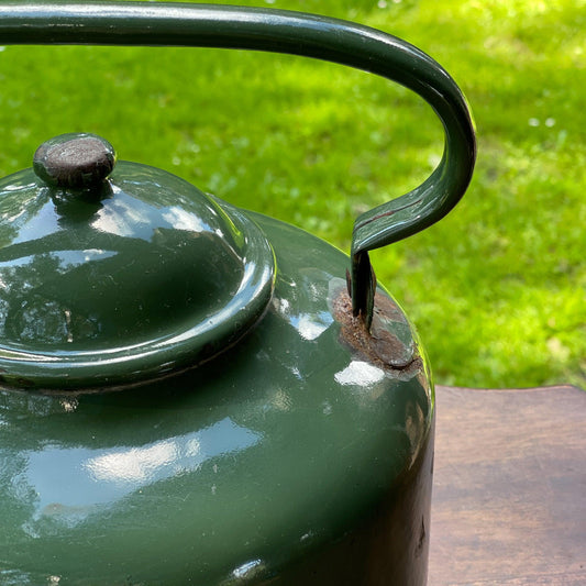 Grote groene emaille theepot / koffiepot - Bamestra Curiosa