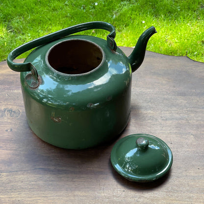 Grote groene emaille theepot / koffiepot - Bamestra Curiosa