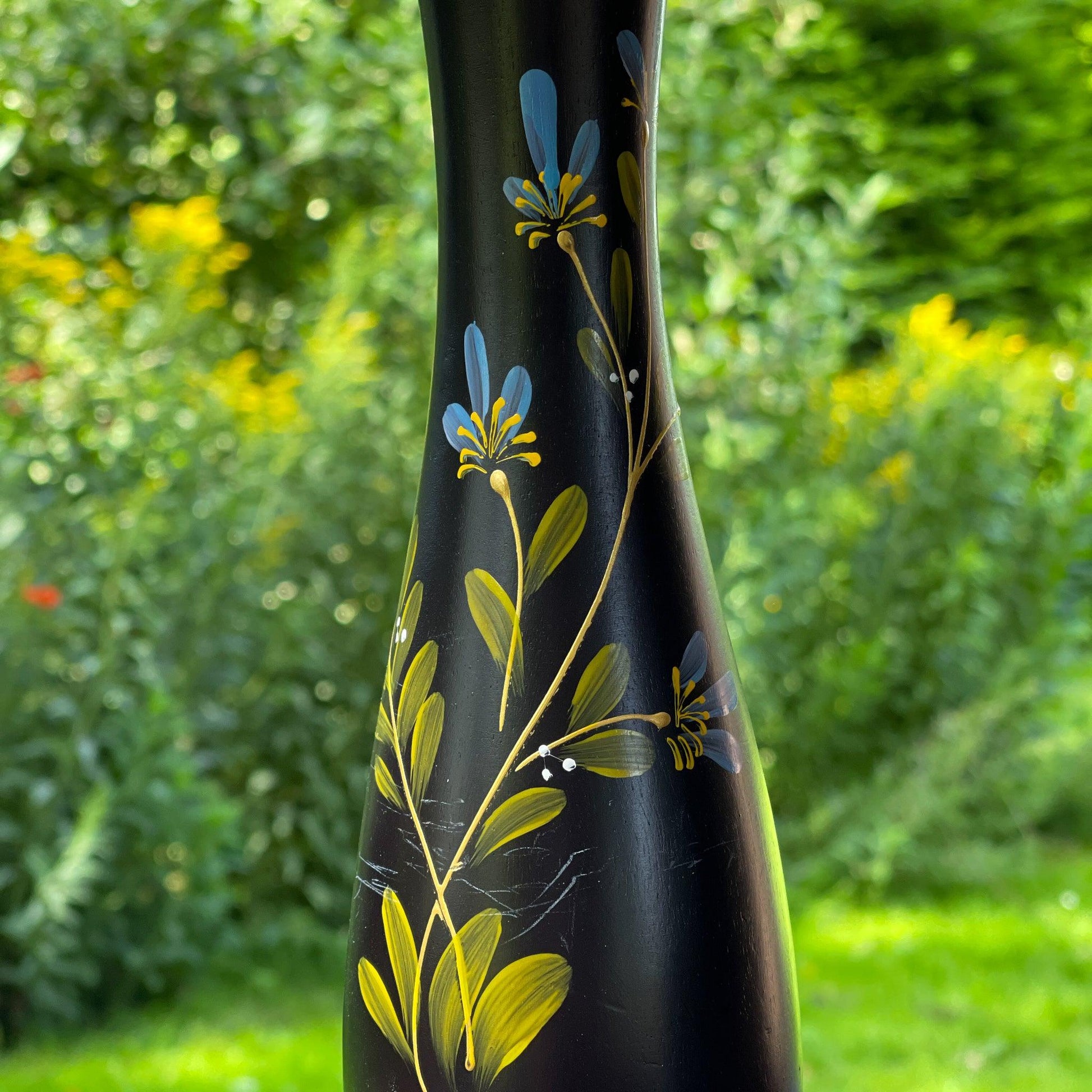 Handbeschilderde houten vaas - Bamestra Curiosa