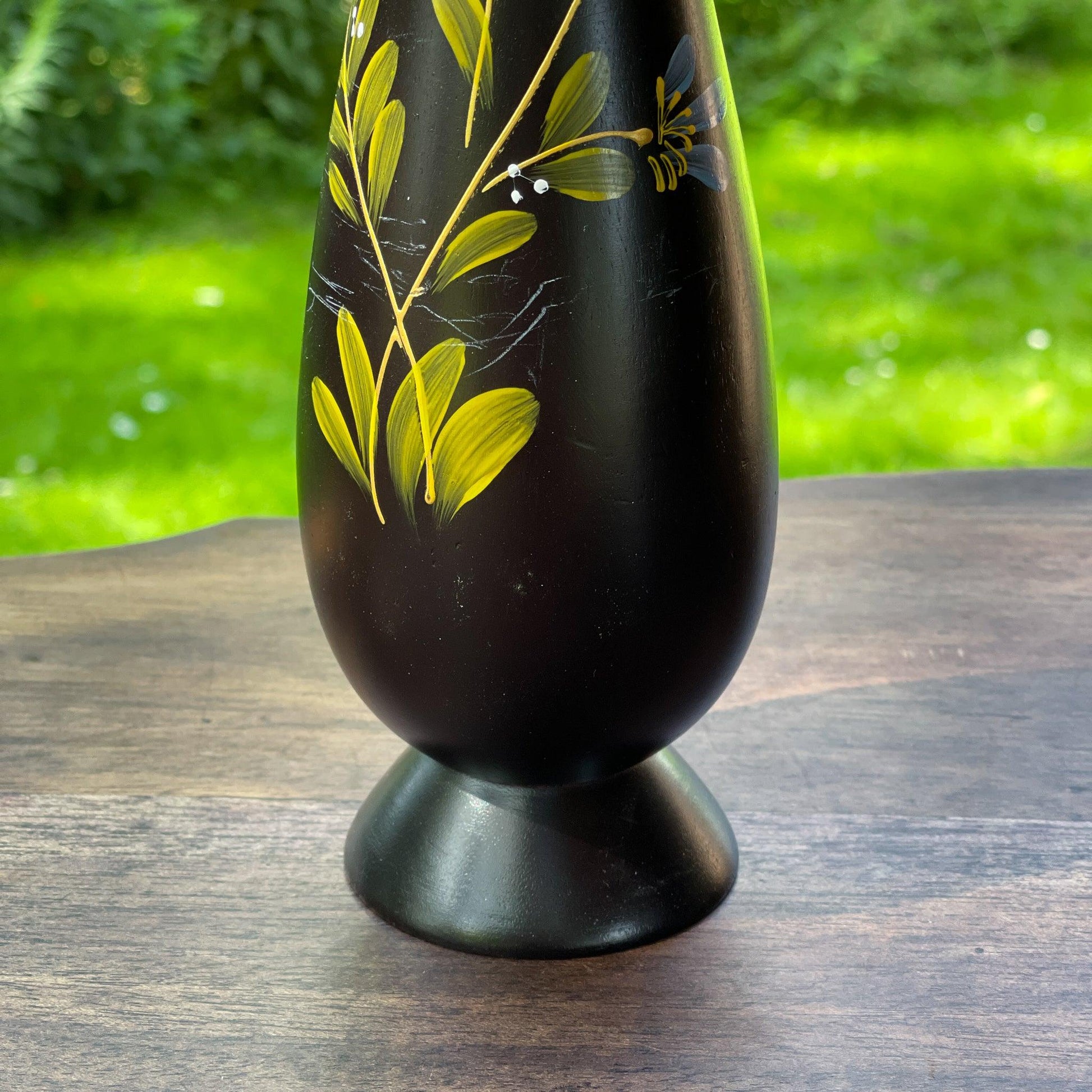 Handbeschilderde houten vaas - Bamestra Curiosa