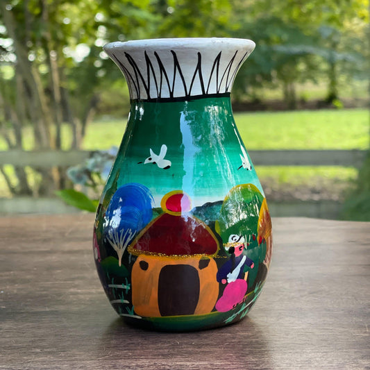 Handgeschilderd aardewerk vaasje - Bamestra Curiosa