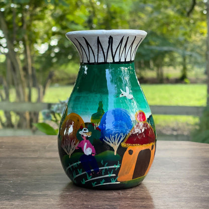 Handgeschilderd aardewerk vaasje - Bamestra Curiosa