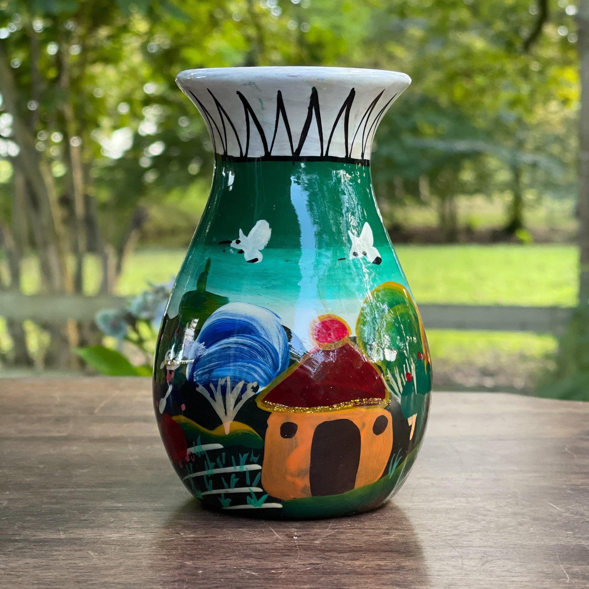 Handgeschilderd aardewerk vaasje - Bamestra Curiosa