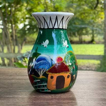 Handgeschilderd aardewerk vaasje - Bamestra Curiosa