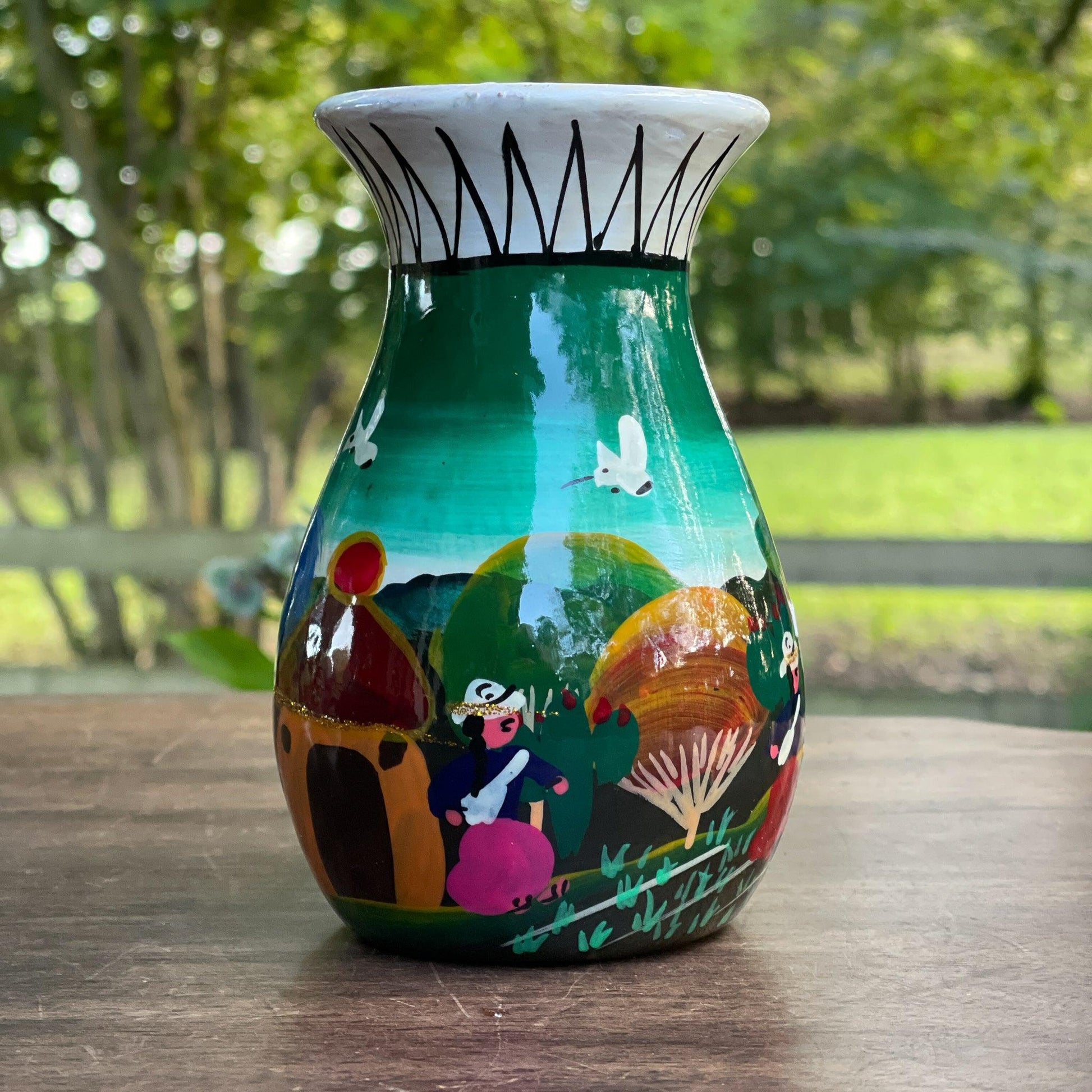 Handgeschilderd aardewerk vaasje - Bamestra Curiosa