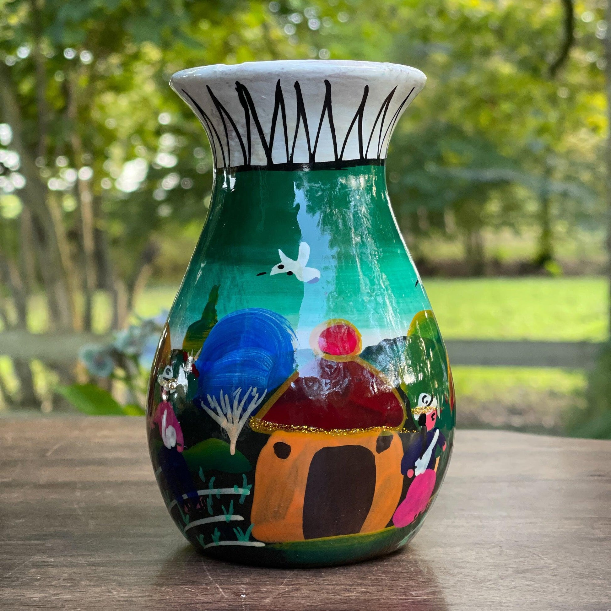 Handgeschilderd aardewerk vaasje - Bamestra Curiosa