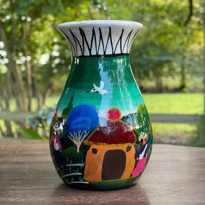 Handgeschilderd aardewerk vaasje - Bamestra Curiosa