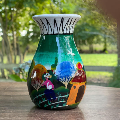 Handgeschilderd aardewerk vaasje - Bamestra Curiosa