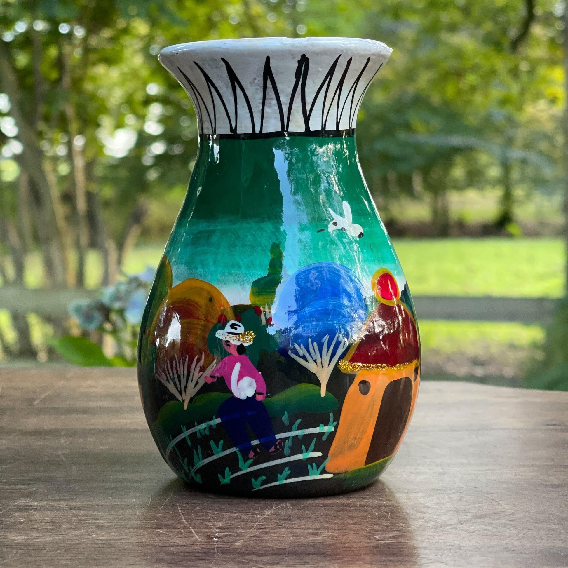 Handgeschilderd aardewerk vaasje - Bamestra Curiosa