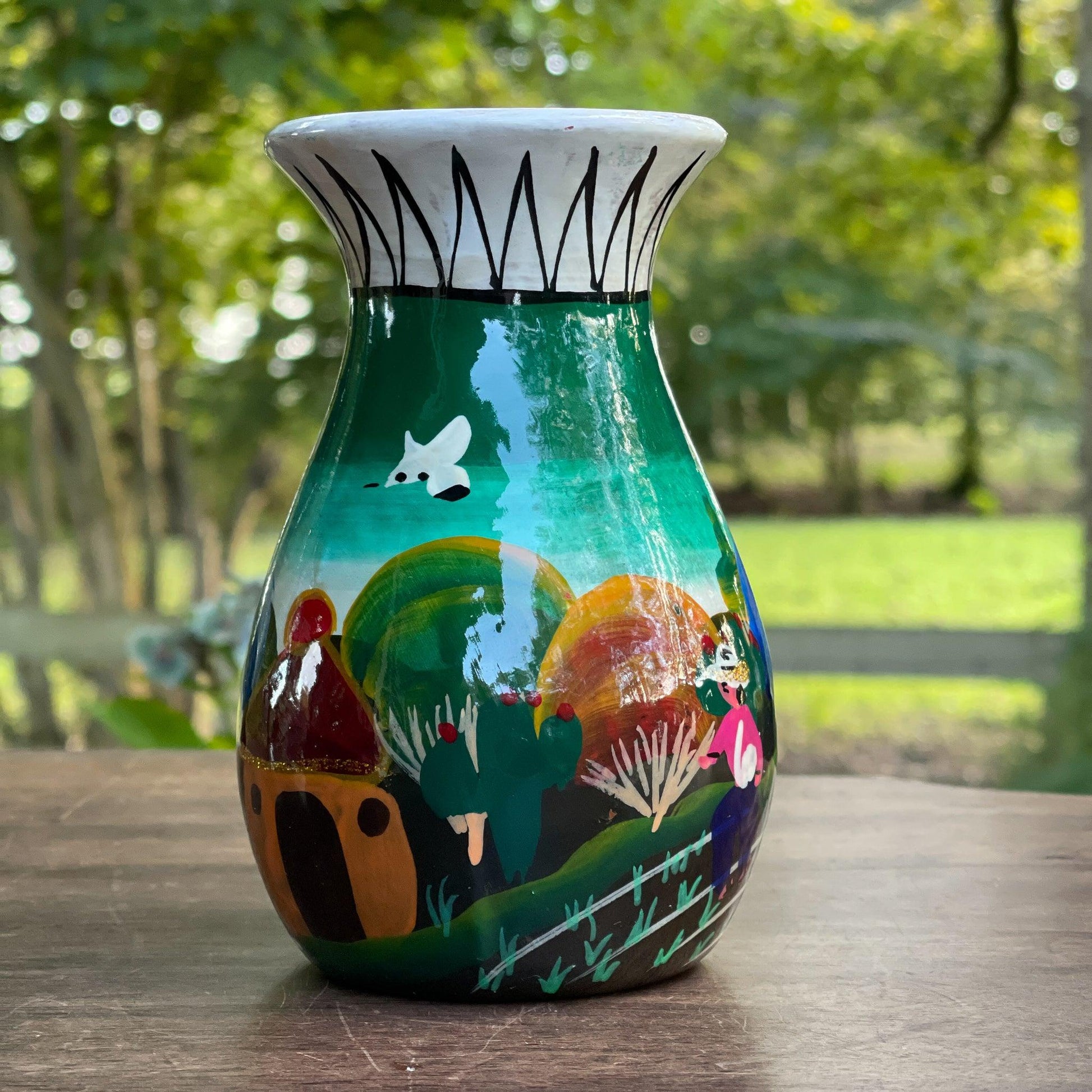 Handgeschilderd aardewerk vaasje - Bamestra Curiosa