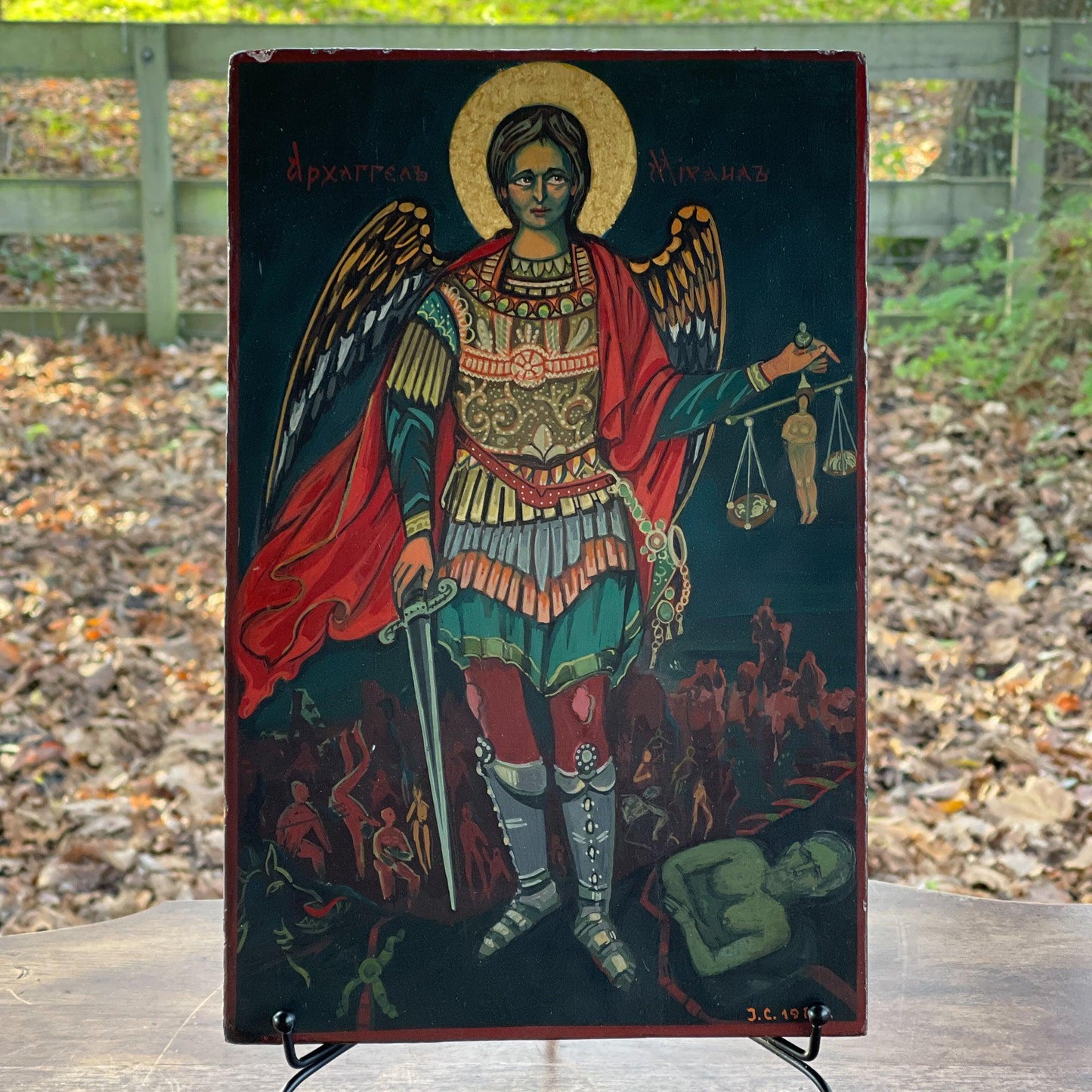 Handgeschilderd Icoon aartsengel Michaël - Bamestra Curiosa