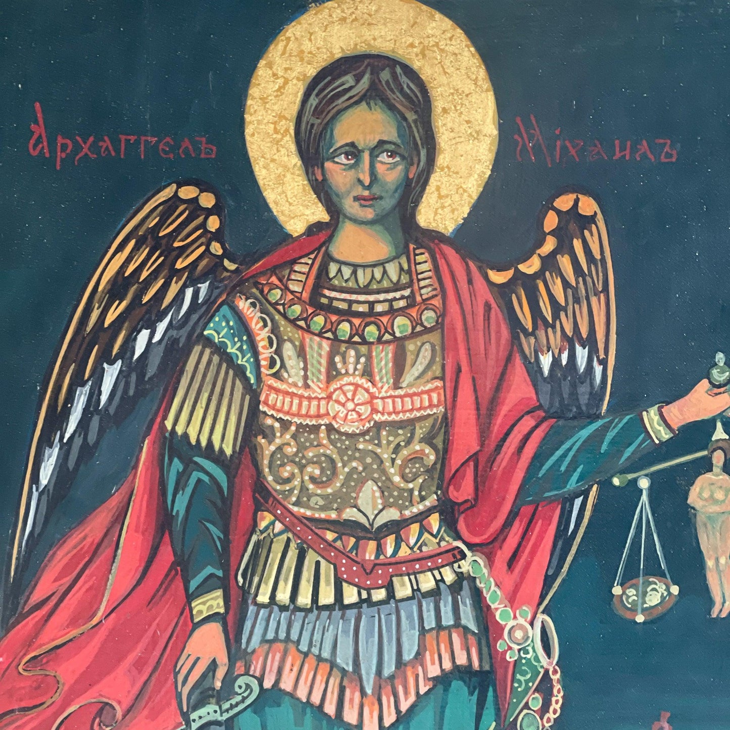 Handgeschilderd Icoon aartsengel Michaël - Bamestra Curiosa