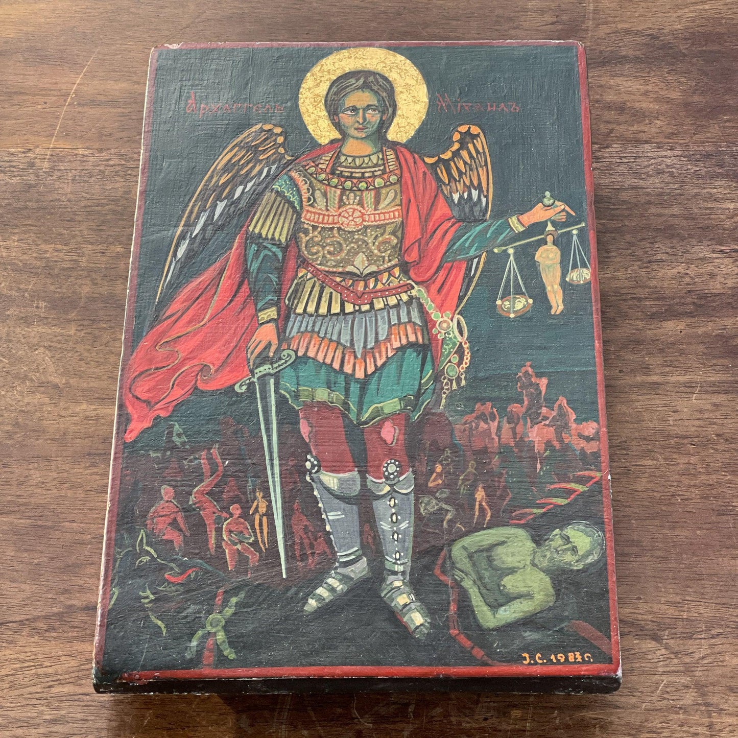 Handgeschilderd Icoon aartsengel Michaël - Bamestra Curiosa