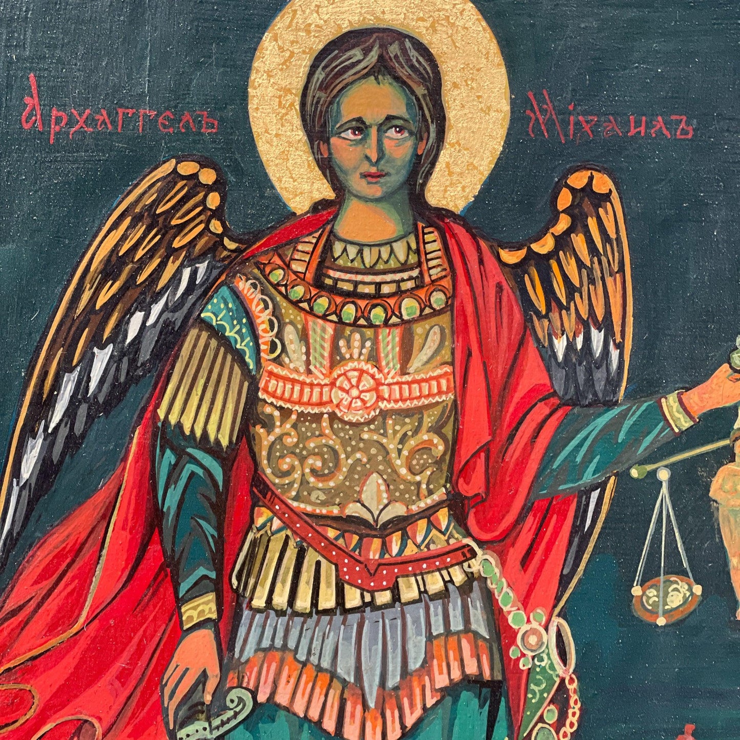 Handgeschilderd Icoon aartsengel Michaël - Bamestra Curiosa