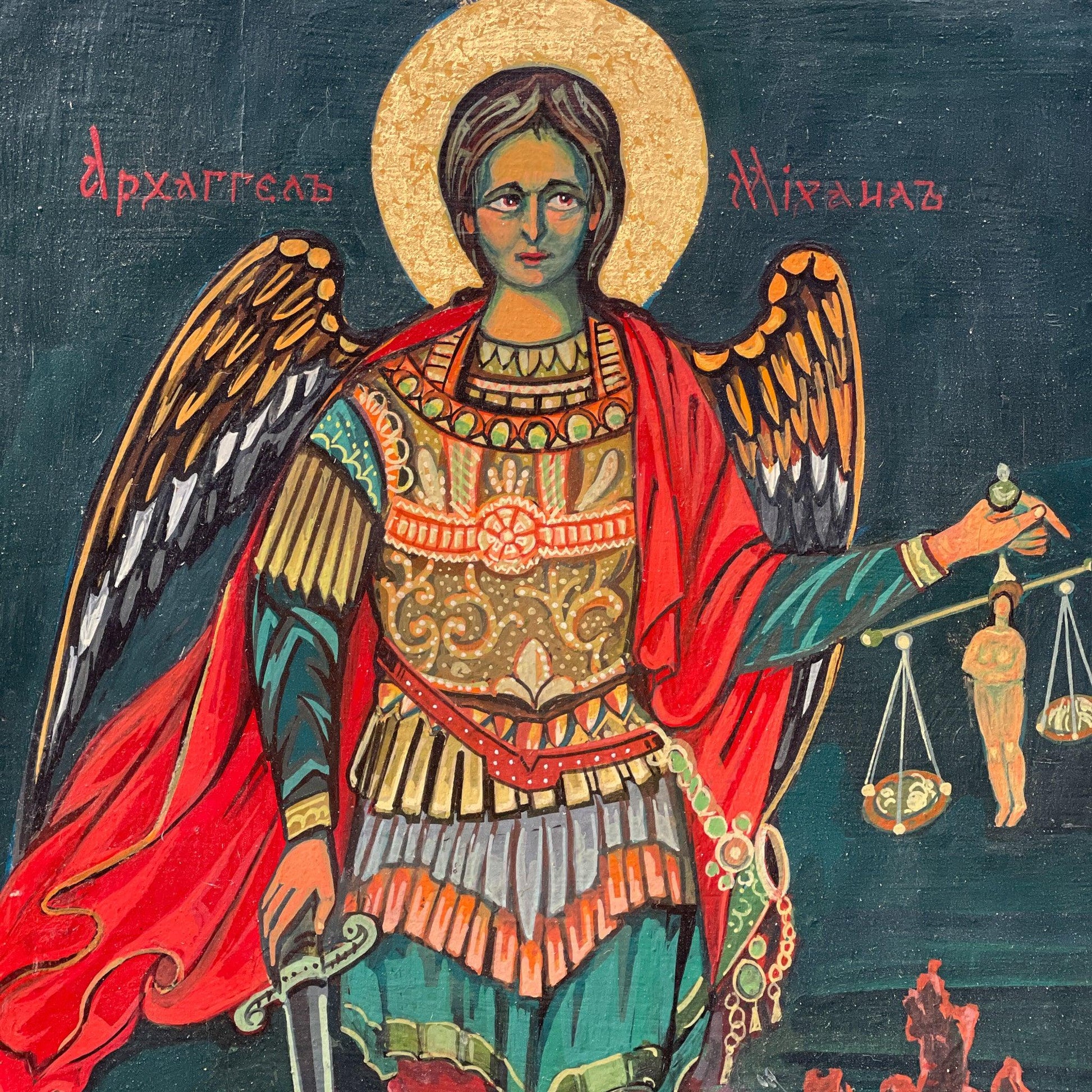 Handgeschilderd Icoon aartsengel Michaël - Bamestra Curiosa