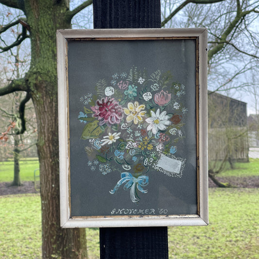 Hollandse School, Gouache, Voorjaarsboeket Met Blauwe Strik - The Collectionist