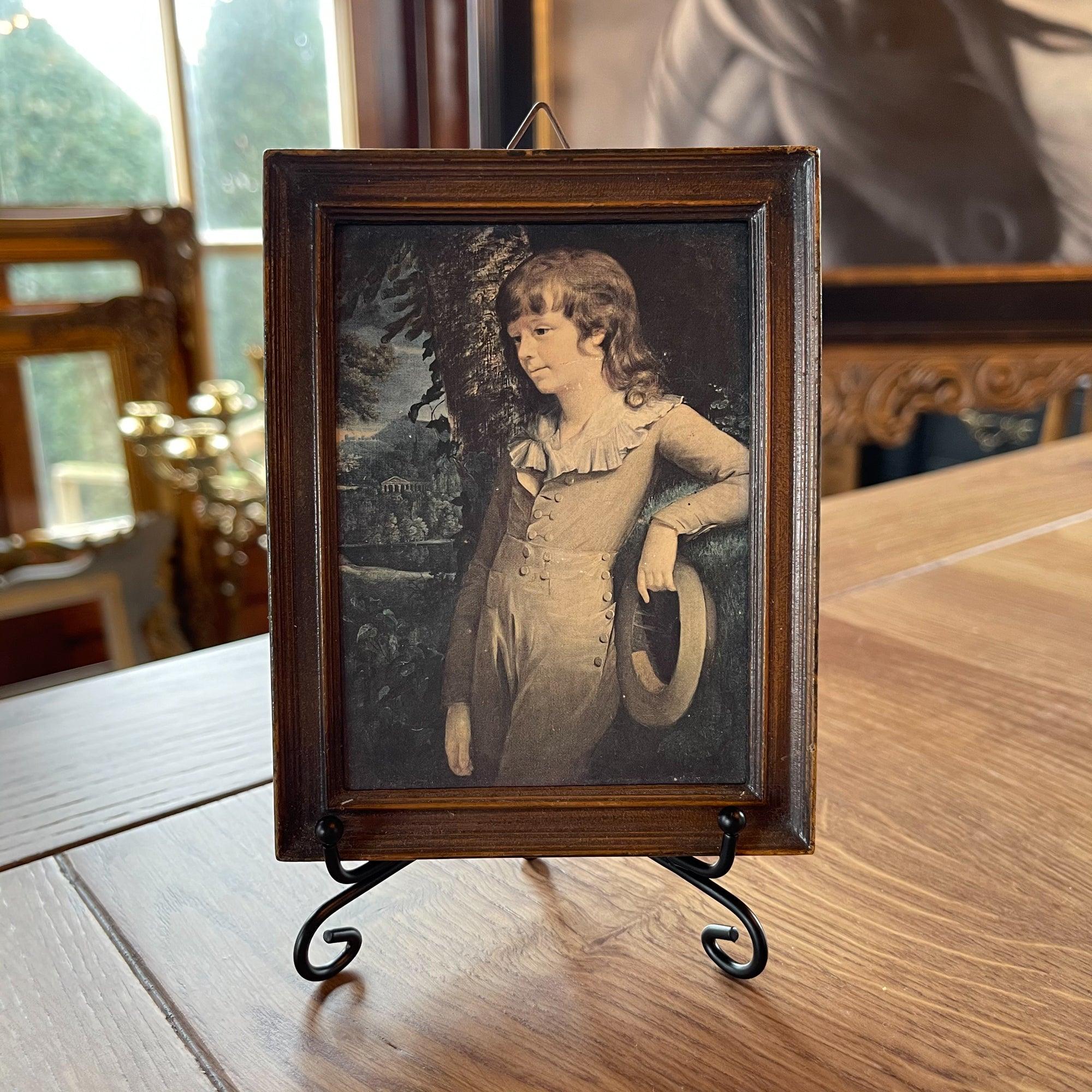 Houten lijstje jongetje met hoed - The Collectionist