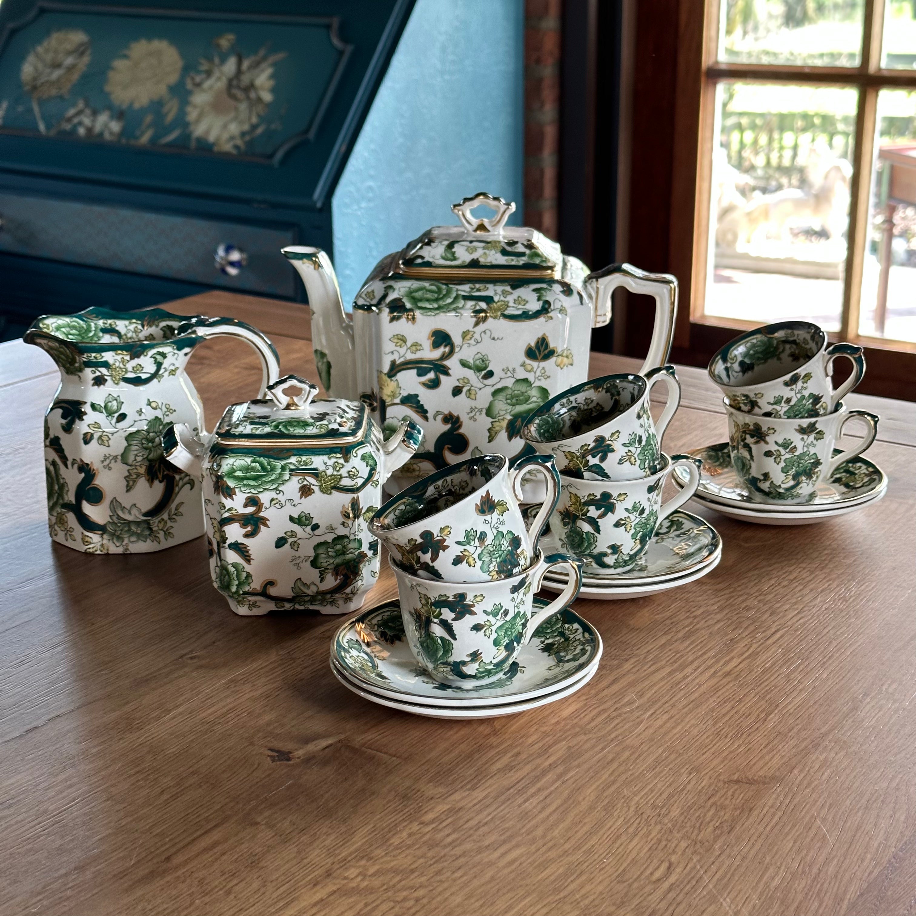 Mason’s Ironstone Chartreuse Zes Persoons Theeservies The Collectionist