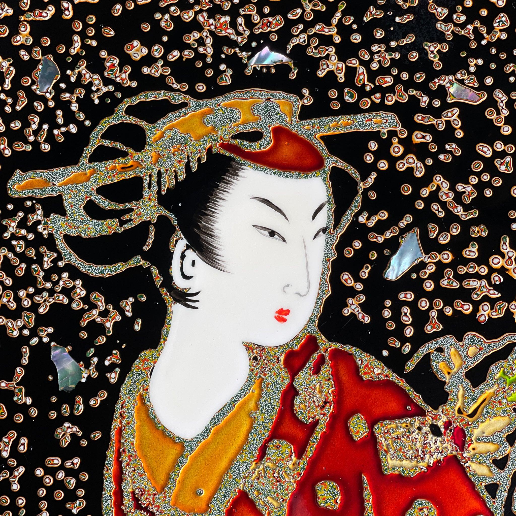 Japans bord / schaal met ingelegde stukjes parelmoer - The Collectionist