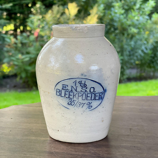 Keulse aardewerk pot / vaasje E.N.S.O. Bleekpoeder - Bamestra Curiosa