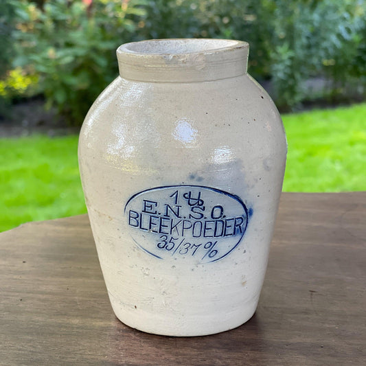 Keulse aardewerk pot / vaasje E.N.S.O. Bleekpoeder - Bamestra Curiosa